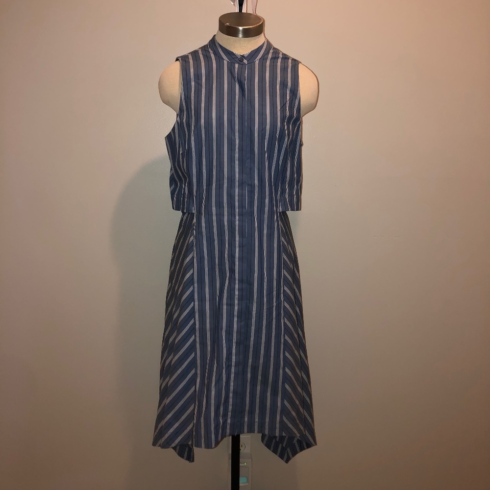 BCBG Maxazria, Blue Dress, Black and White Stripes